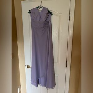 Halter neck chiffon prom dress with tied sparkly beaded waist , lilac, size 7/8.
